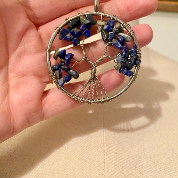 TREE OF LIFE LAPIS LAZULI BLUE SILVER PENDANT NECKLACE BRAND NEW CHAKRA NECKLACE - Picture 11 of 12